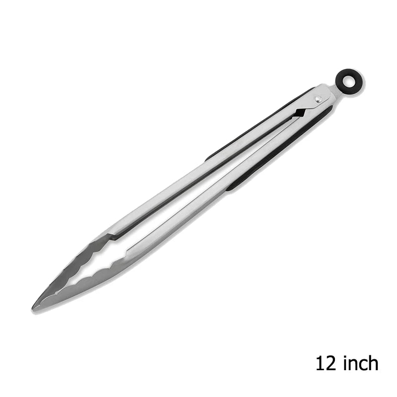 9'' 12'' 14'' 16'' Kitchen Tongs Stainless Steel Grill Tongs for Cooking BBQ Non-Slip Salad Tongs Clips KC0312