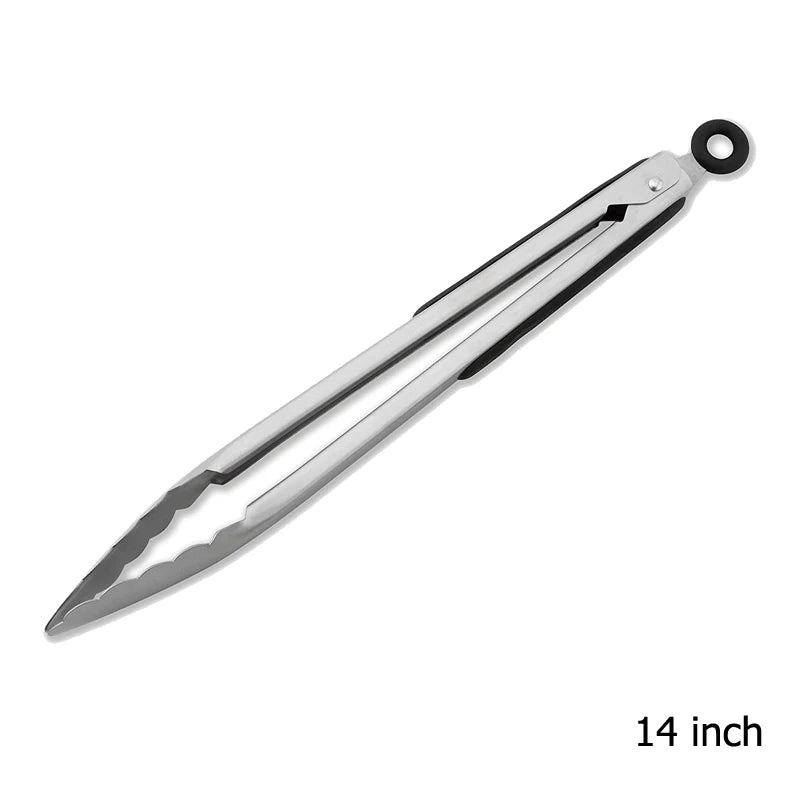 9'' 12'' 14'' 16'' Kitchen Tongs Stainless Steel Grill Tongs for Cooking BBQ Non-Slip Salad Tongs Clips KC0312