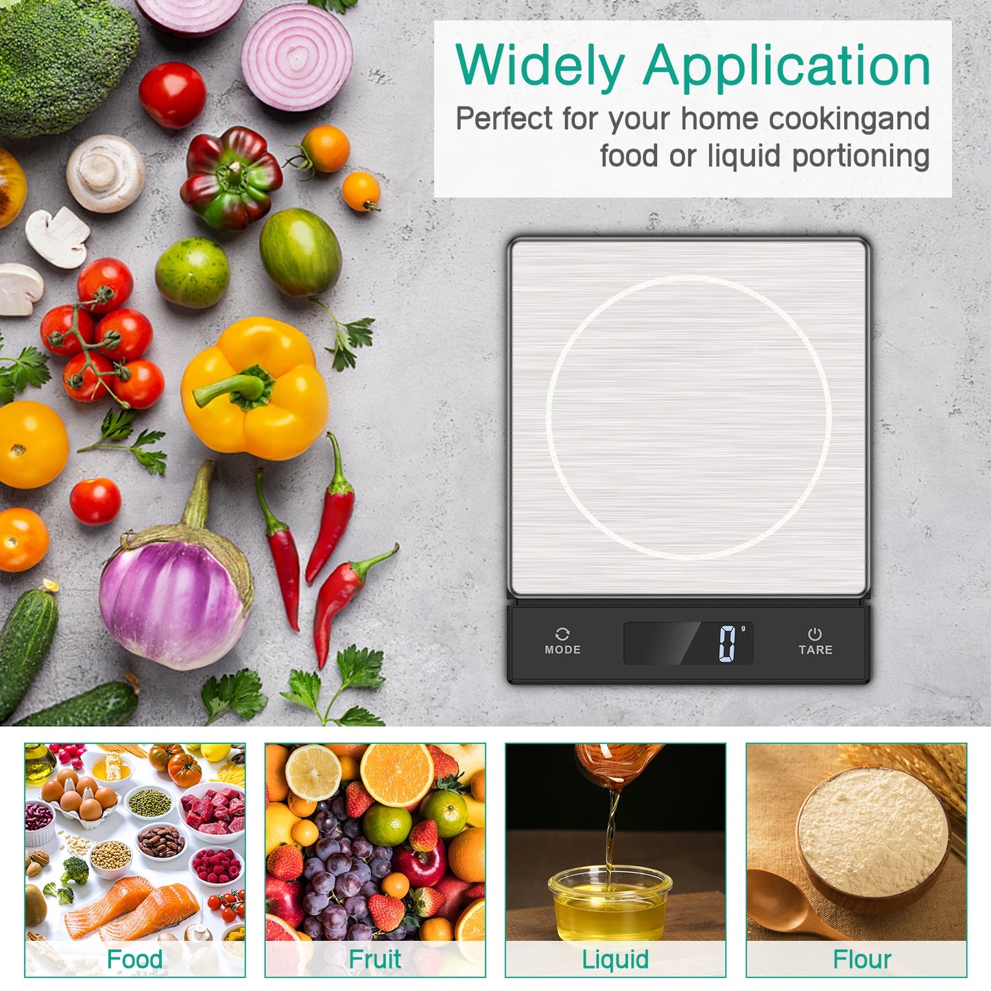 Digital Kitchen Scale 10KG /1G Scale Kitchen Scale with Pull-Out LCD Display High-Precision Weighing Scale with Tare Function